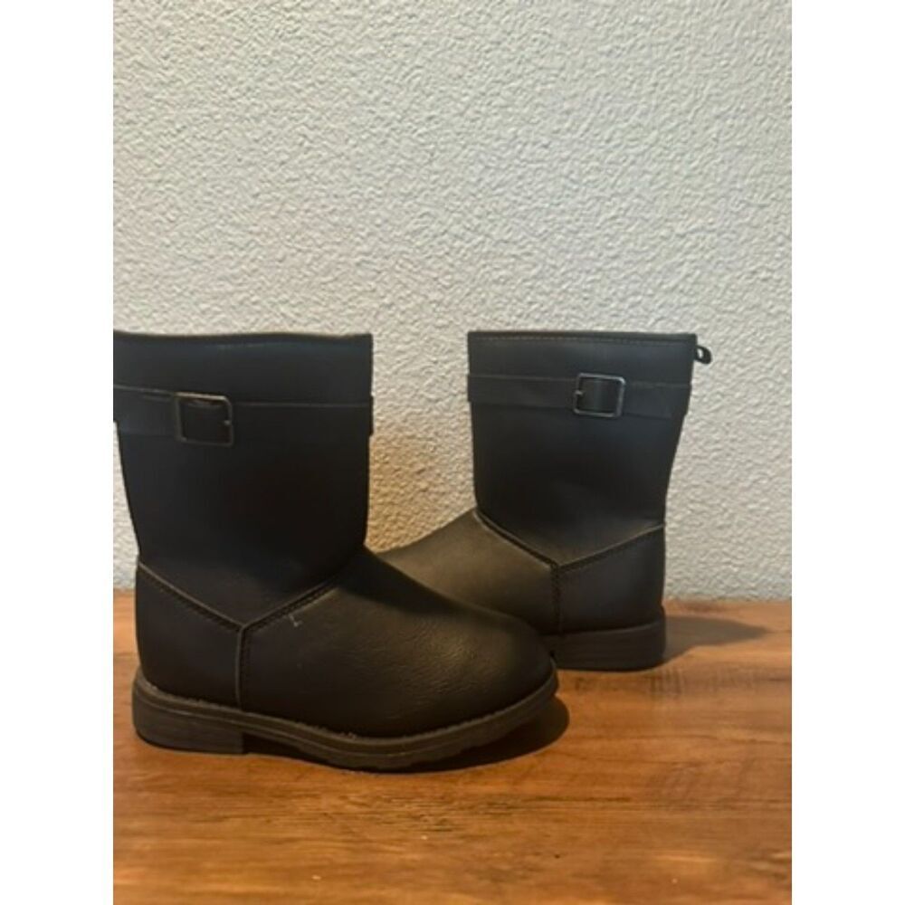 Carter's Black Mid-Calk Girl Black Boots with Buckle Size 13